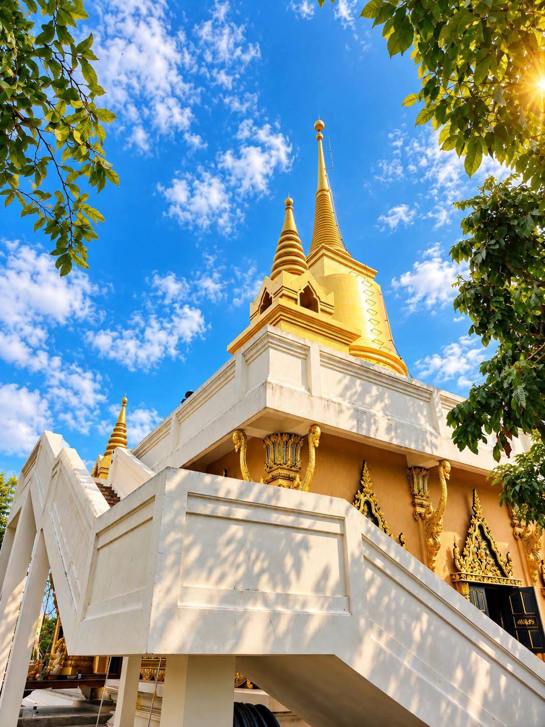 Khao Hua Jook Pagoda Koh Samui-5 Khao Hua Jook Pagoda, also known as Wat Khao Hua Jook, is a beautiful hilltop Buddhist temple located near Chaweng in the northern part of Koh Samui. The golden pagoda can be seen from a distance and is particularly noticeable when arriving at Koh Samui Airport. Sitting on a hill above the surrounding area, the temple provides visitors with a peaceful place to experience Thai Buddhist culture while enjoying impressive views of the island.